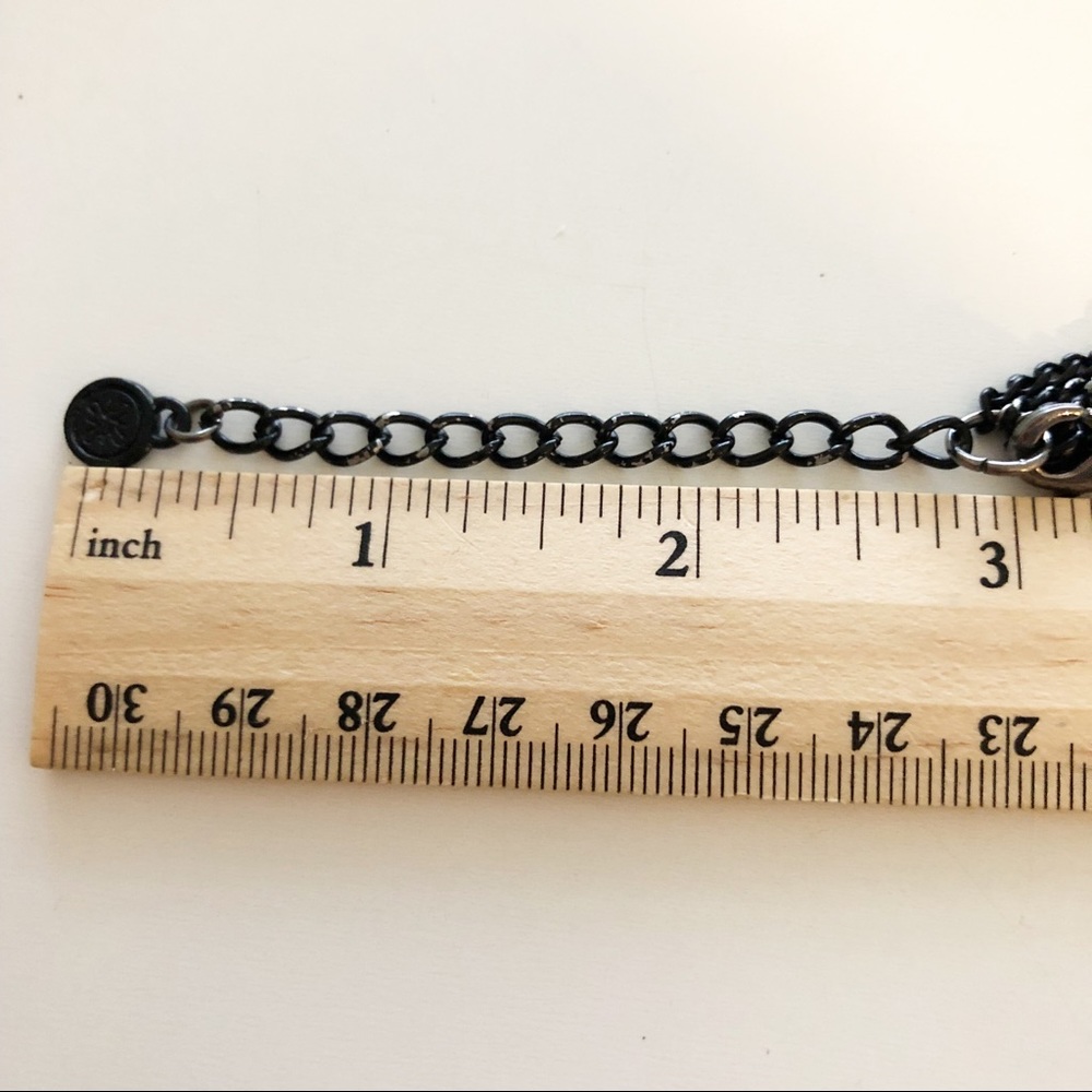 Navy Blue Jewel Beaded Double Layered Necklace with Gun Metal Chain - Picture 10 of 12